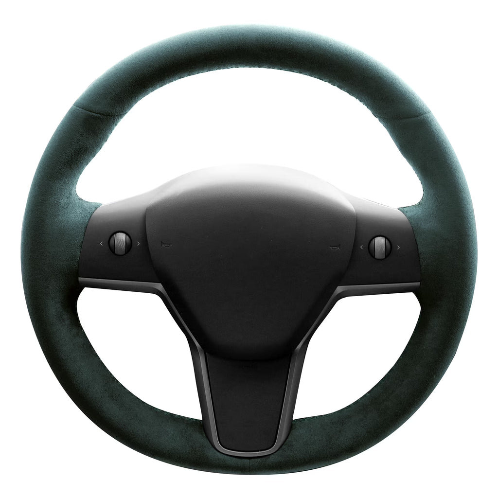 Green Alcantara Car Steering Wheel Cover Q685107