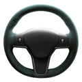 Green Alcantara Car Steering Wheel Cover Q685107