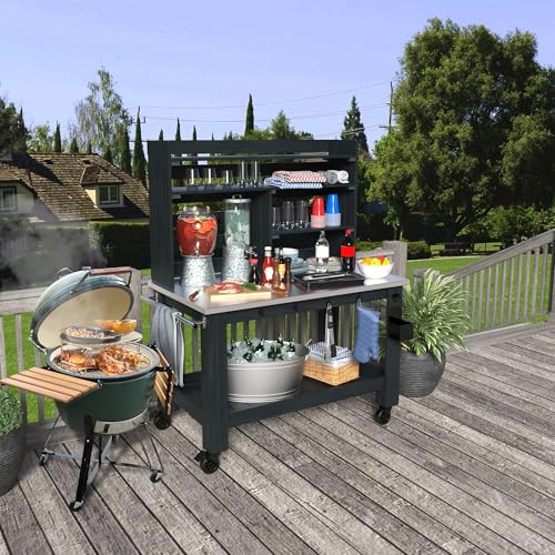 Potting Bench Table with Stainless Steel Top Z841