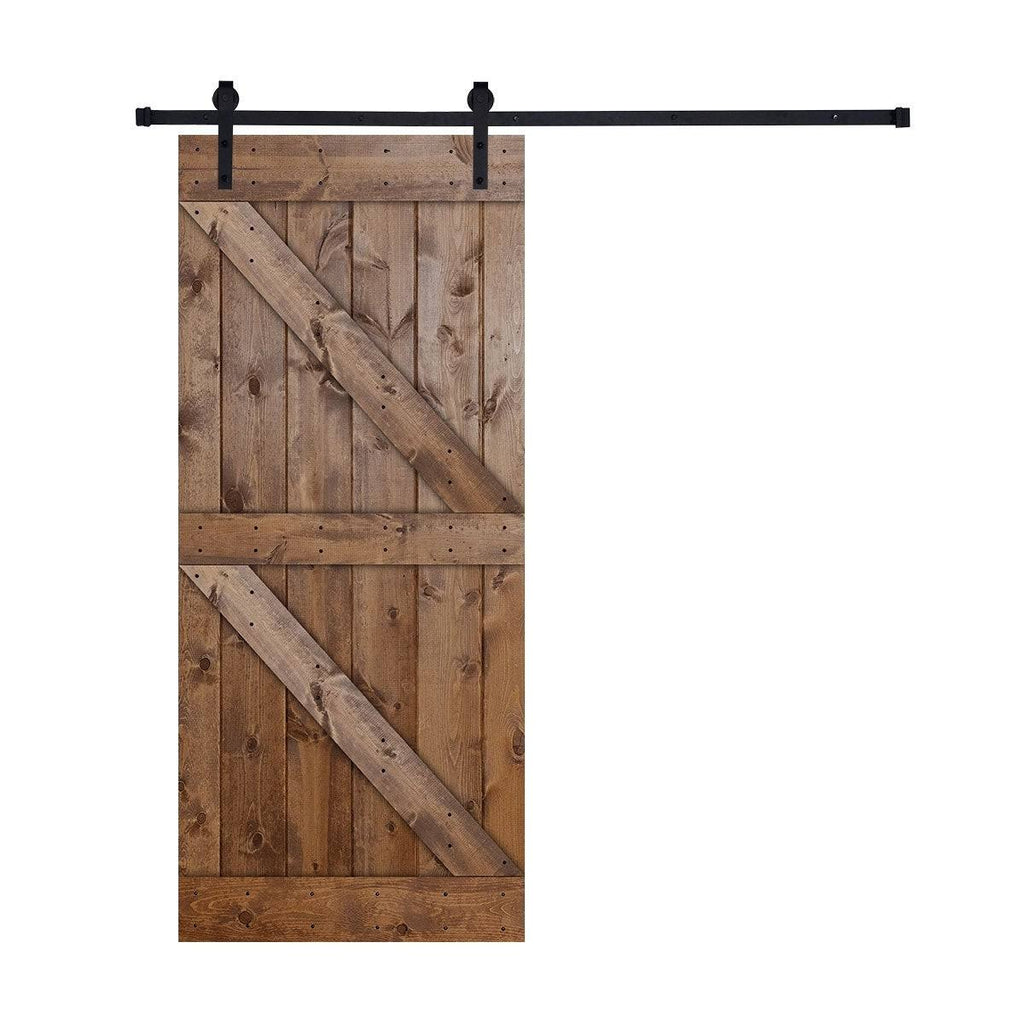 Paneled Wood Barn Door with Installation Hardware Kit E142224