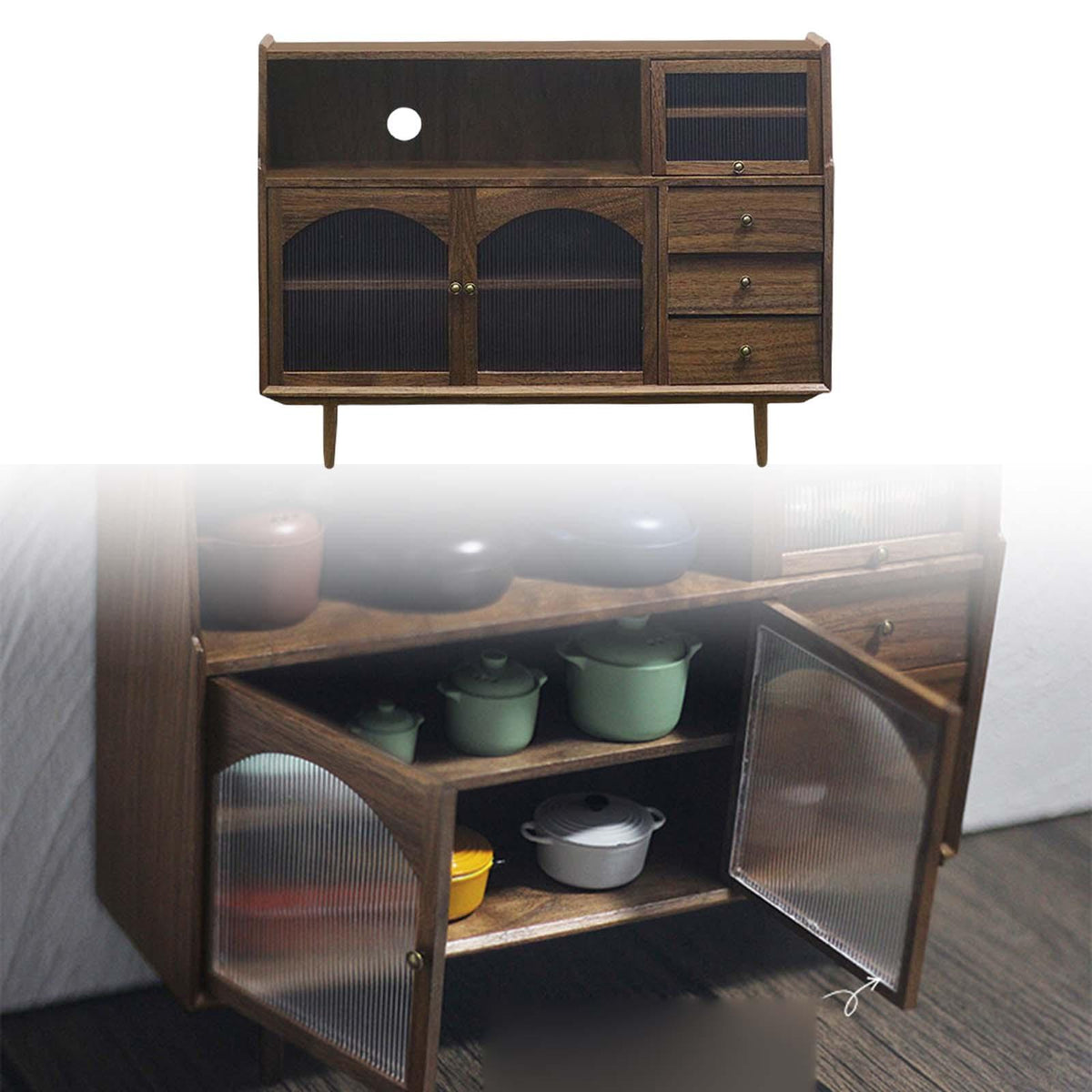 Walnut Dollhouse Miniature Sideboard Cabinet B10436