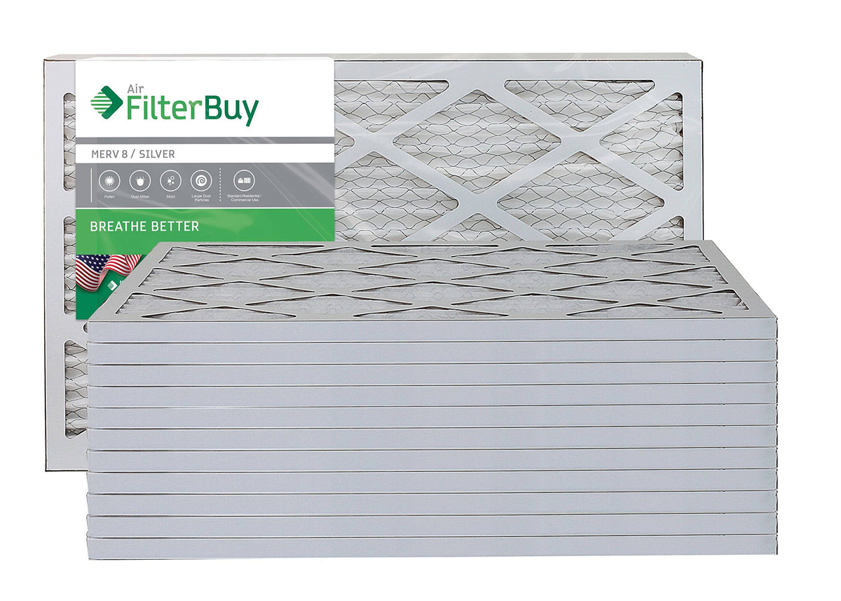 Silver MERV 8 17x20x1 Pleated Air Filter Pack of 12 F25222