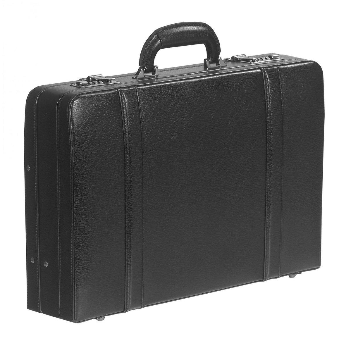 4" Leather Expandable Attache Case - Black P6215