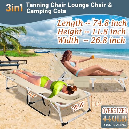 4-in-1 Folding Heavy Duty Chaise with 500LB Load Capacity B6881