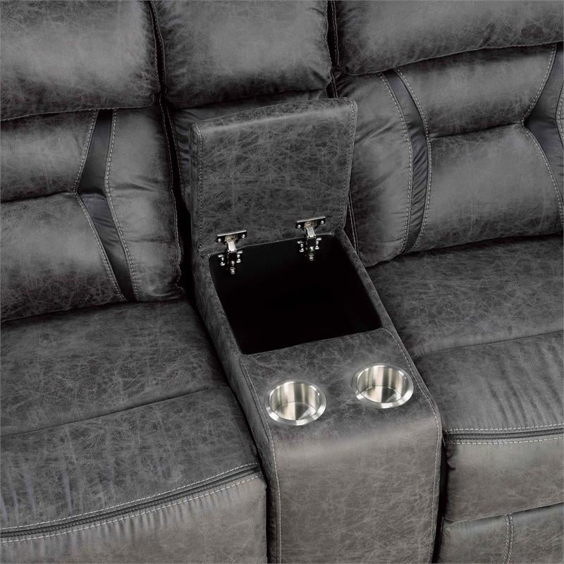 Gray Microfiber Double Reclining Love Seat Y949992