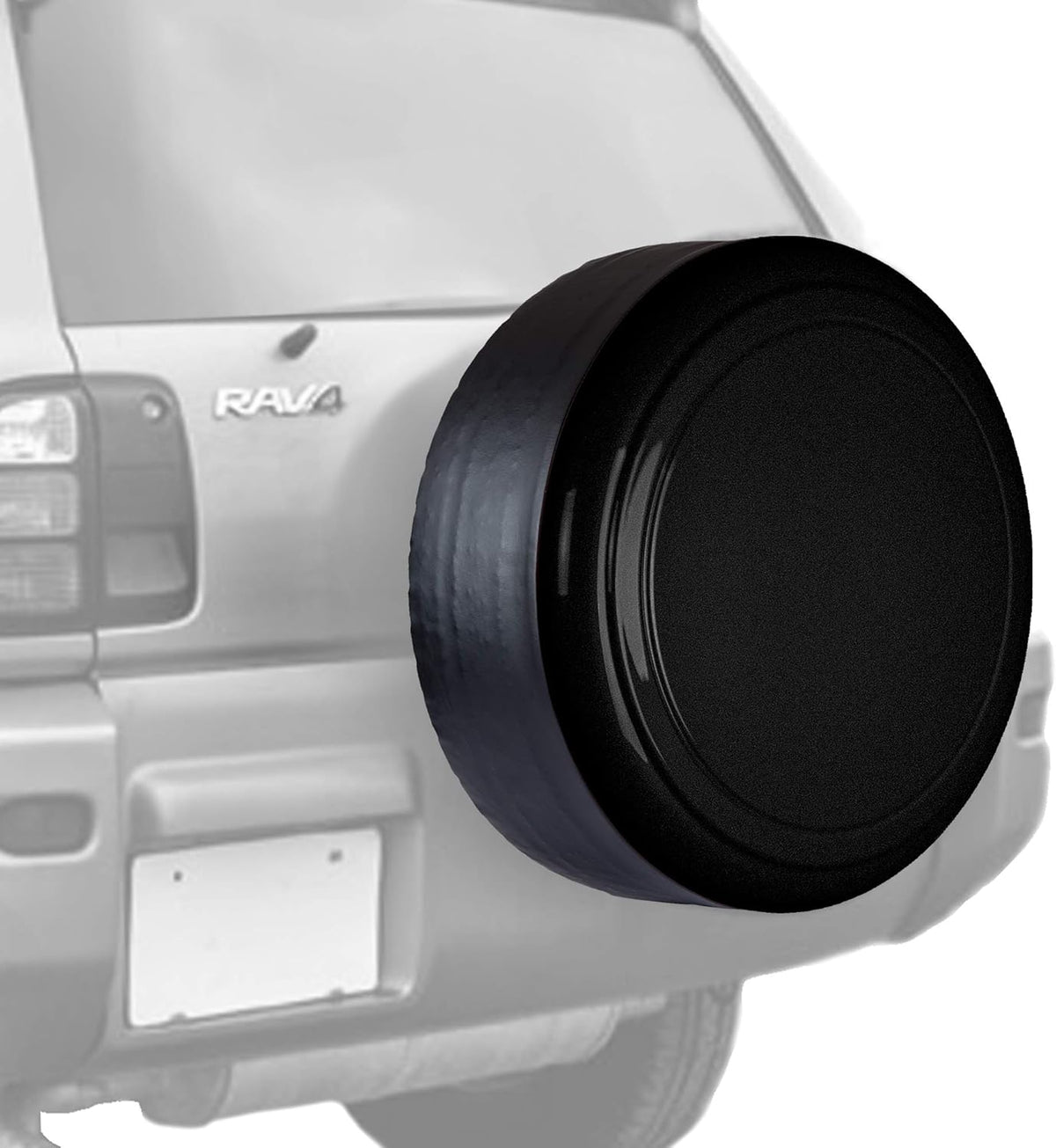 Rigid Tire Cover for Toyota RAV4, Hard Plastic Face & Vinyl Band, Black Textured Y85111