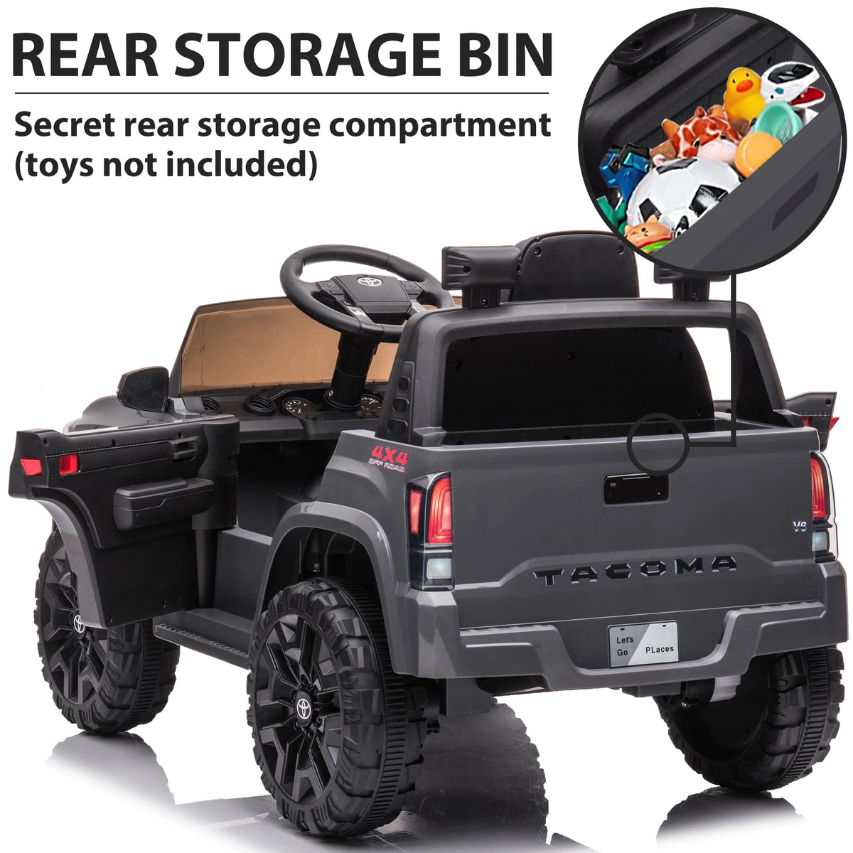 12V Battery Powered Ride on Truck with Remote Control, Gray O49957
