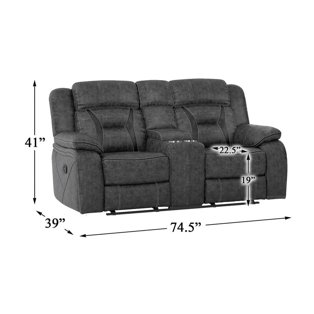 Gray Microfiber Double Reclining Love Seat Y949992