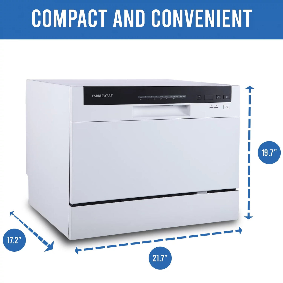 6-Pieces Countertop Dishwasher, White B410846