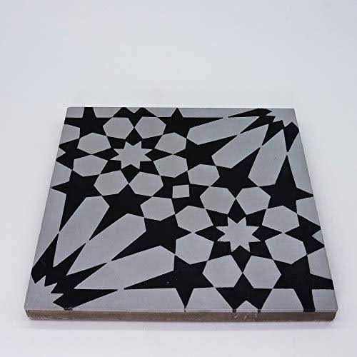 8x8 Handmade Cement Grey Black Tile R21581