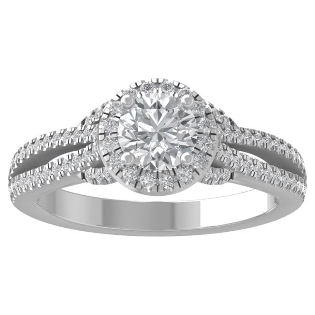 10K White Gold Diamond Halo Engagement Ring Size 5 G921457