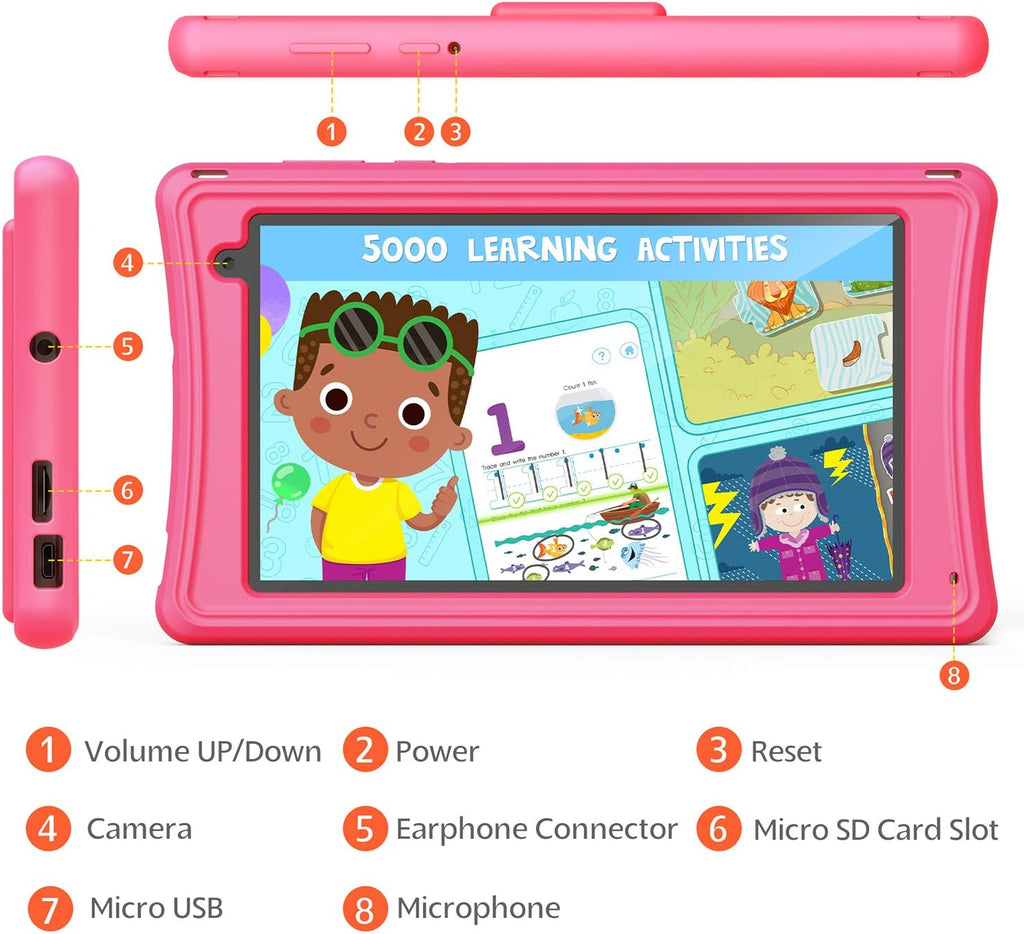 Kids Tablet 7 inch Pink Dual Cameras Pack of 2 B833087
