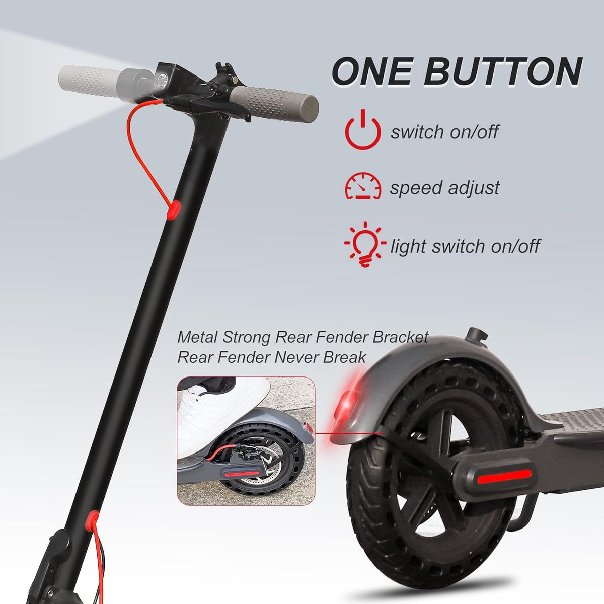 Electric Scooter, 350W Motor, 18 Miles Range, 8.5" Solid Tires C4905