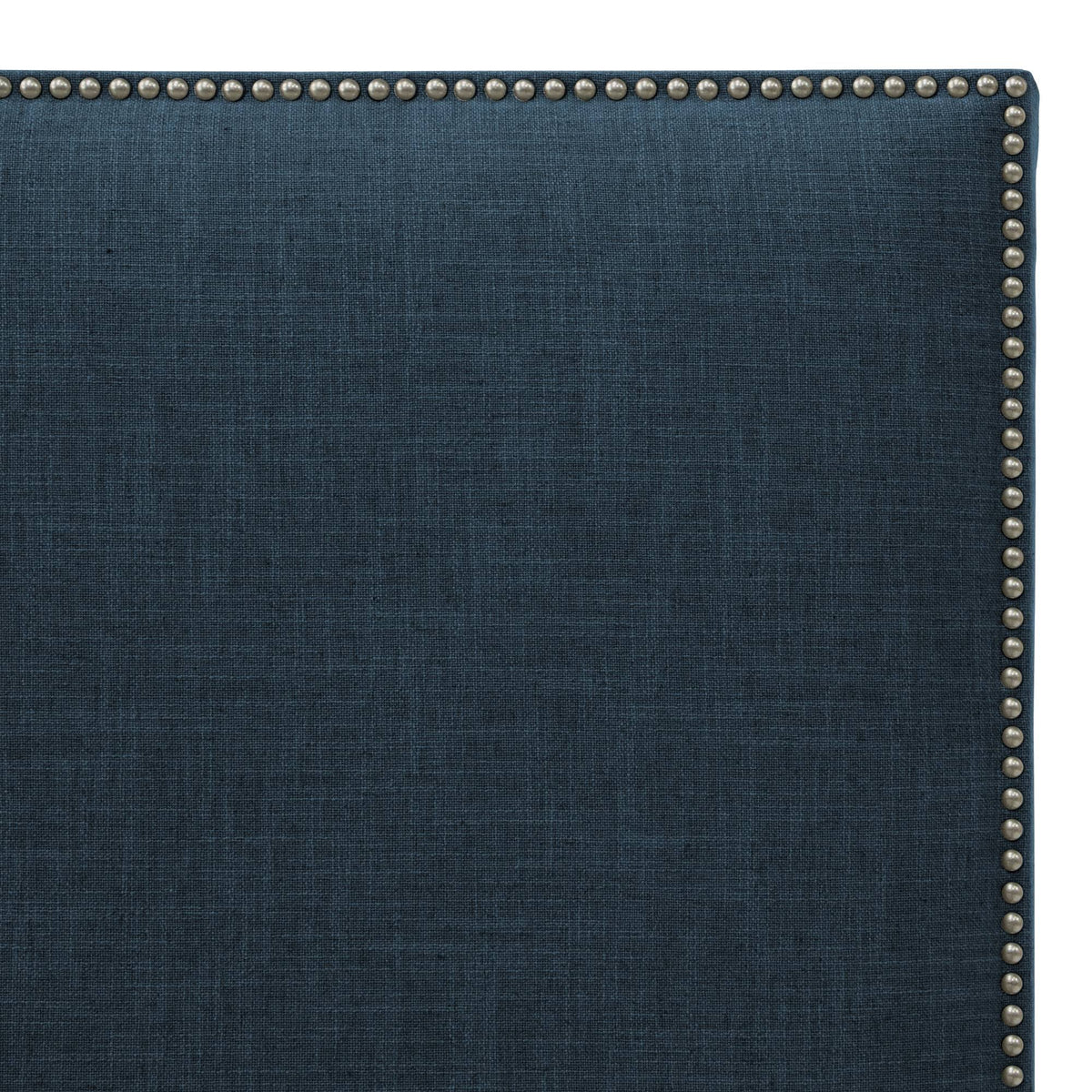 Dark Navy Linen Headboard with Pewter Nailbuttons Q280166