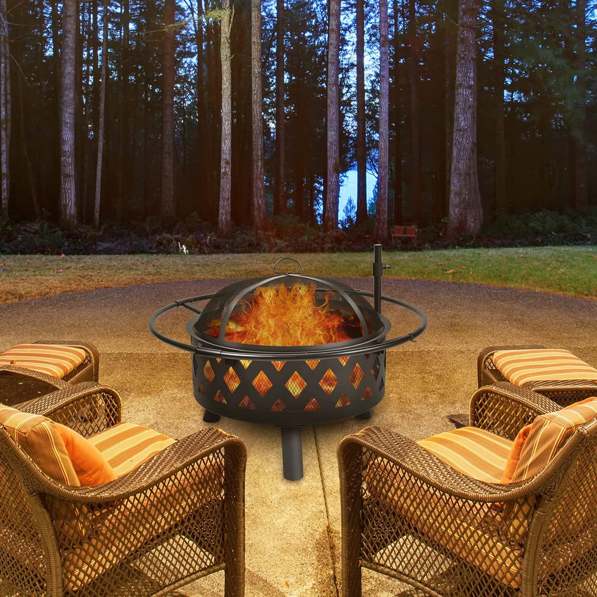 30 Inch Wood Burning Fire Pit with Cooking Grate H128192