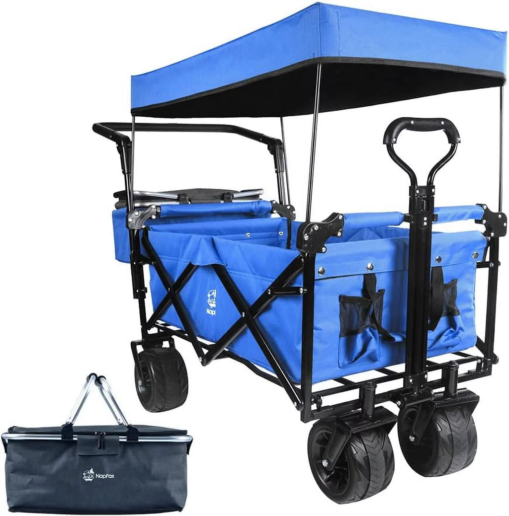 Collapsible Heavy Duty Folding Wagon Cart with Removable Canopy K60266