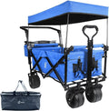 Collapsible Heavy Duty Folding Wagon Cart with Removable Canopy K60266