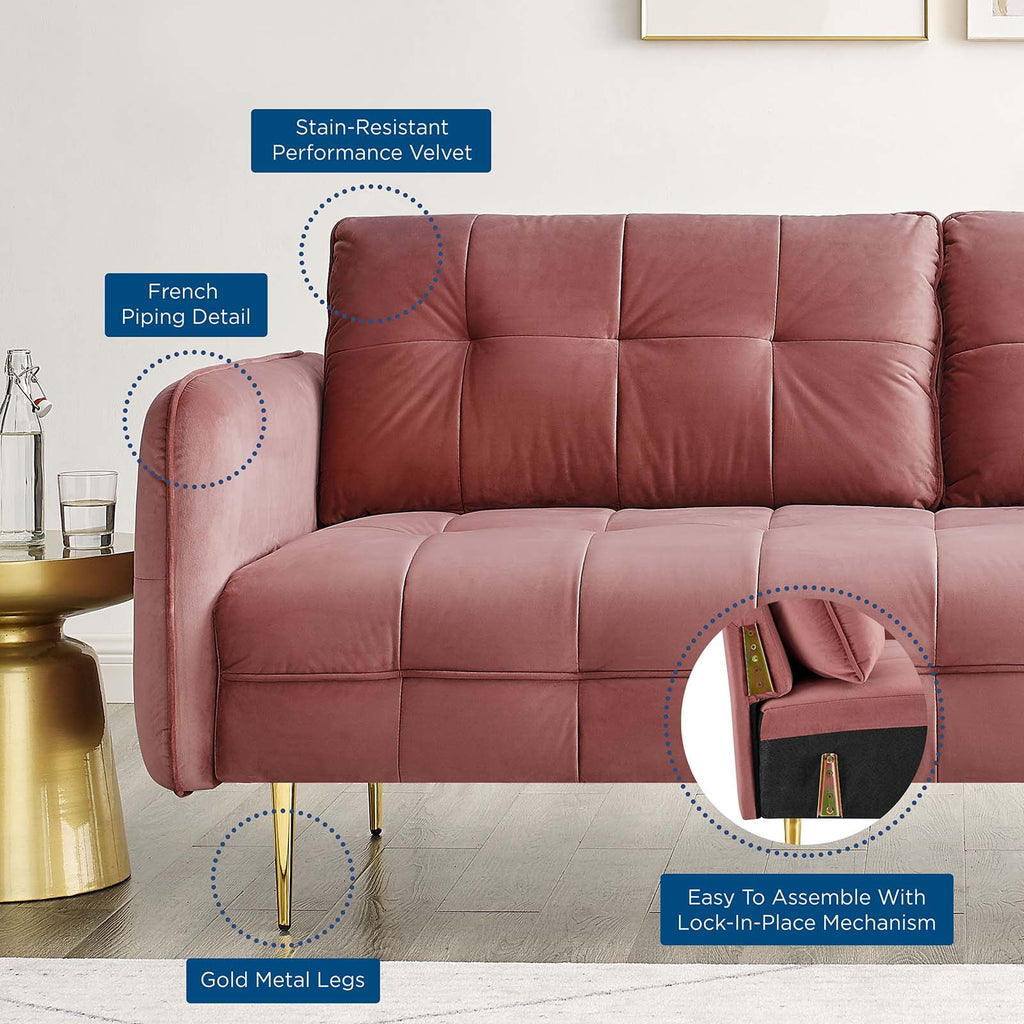 Pink Velvet Tufted Sofa P296