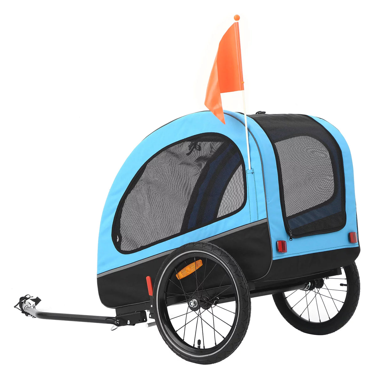 Foldable Dog Bike Trailer with Rear Entrance for Small and Medium Pets Under 88 lbs, Green Q265838