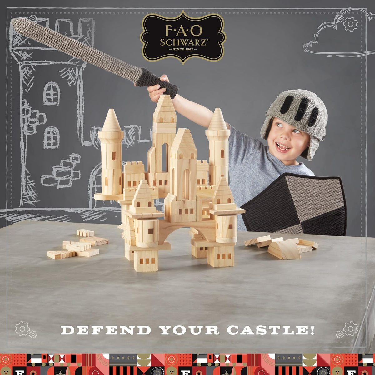 75 Piece Wooden Castle Building Blocks Set Z303163